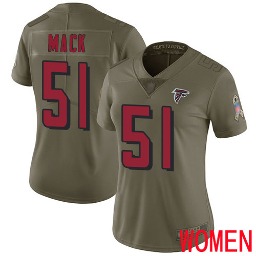 Atlanta Falcons Limited Olive Women Alex Mack Jersey NFL Football #51 2017 Salute to Service->women nfl jersey->Women Jersey